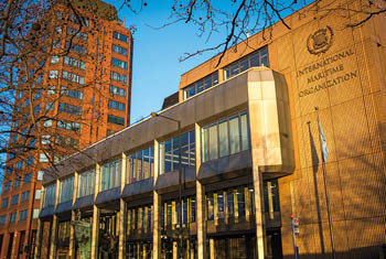 LONDON- FEBRUARY, 2019: International Maritime Organization exterior- a United Nations headquarters building